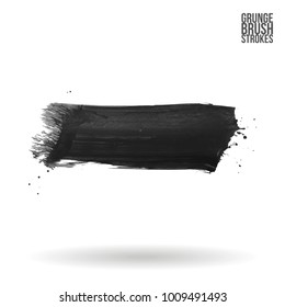 Grey brush stroke and texture. Grunge vector abstract hand - painted element. Underline and border design.