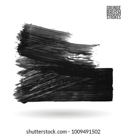Grey brush stroke and texture. Grunge vector abstract hand - painted element. Underline and border design.