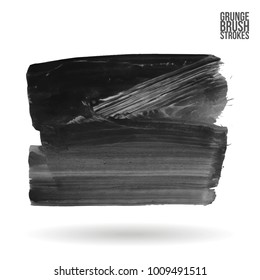 Grey brush stroke and texture. Grunge vector abstract hand - painted element. Underline and border design.
