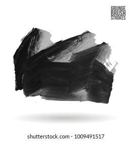 Grey brush stroke and texture. Grunge vector abstract hand - painted element. Underline and border design.