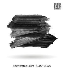 Grey brush stroke and texture. Grunge vector abstract hand - painted element. Underline and border design.