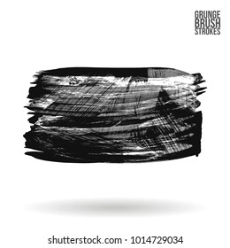 Grey  brush stroke and texture. Grunge vector abstract hand - painted element. Underline and border design.