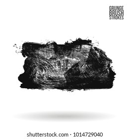 Grey  brush stroke and texture. Grunge vector abstract hand - painted element. Underline and border design.