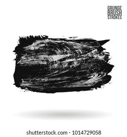 Grey  brush stroke and texture. Grunge vector abstract hand - painted element. Underline and border design.
