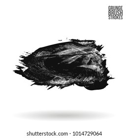 Grey  brush stroke and texture. Grunge vector abstract hand - painted element. Underline and border design.