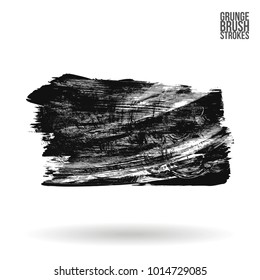 Grey  brush stroke and texture. Grunge vector abstract hand - painted element. Underline and border design.