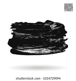 Grey  brush stroke and texture. Grunge vector abstract hand - painted element. Underline and border design.