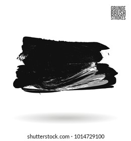 Grey  brush stroke and texture. Grunge vector abstract hand - painted element. Underline and border design.