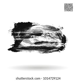 Grey  brush stroke and texture. Grunge vector abstract hand - painted element. Underline and border design.