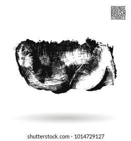 Grey  brush stroke and texture. Grunge vector abstract hand - painted element. Underline and border design.