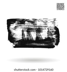 Grey  brush stroke and texture. Grunge vector abstract hand - painted element. Underline and border design.