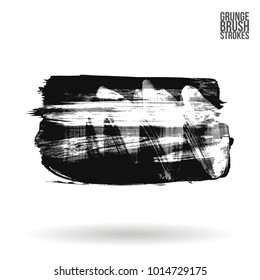 Grey  brush stroke and texture. Grunge vector abstract hand - painted element. Underline and border design.
