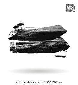 Grey  brush stroke and texture. Grunge vector abstract hand - painted element. Underline and border design.