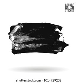 Grey  brush stroke and texture. Grunge vector abstract hand - painted element. Underline and border design.