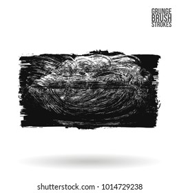 Grey  brush stroke and texture. Grunge vector abstract hand - painted element. Underline and border design.