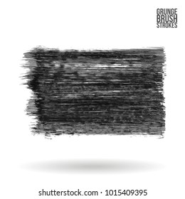 Grey brush stroke and texture. Grunge vector abstract hand - painted element. Underline and border design.