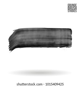 Grey brush stroke and texture. Grunge vector abstract hand - painted element. Underline and border design.