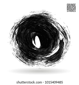 Grey brush stroke and texture. Grunge vector abstract hand - painted element. Underline and border design.