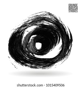 Grey brush stroke and texture. Grunge vector abstract hand - painted element. Underline and border design.