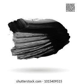 Grey brush stroke and texture. Grunge vector abstract hand - painted element. Underline and border design.