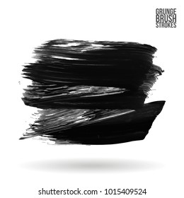 Grey brush stroke and texture. Grunge vector abstract hand - painted element. Underline and border design.