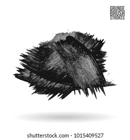 Grey brush stroke and texture. Grunge vector abstract hand - painted element. Underline and border design.