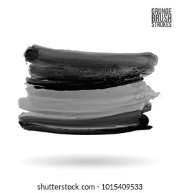 Grey brush stroke and texture. Grunge vector abstract hand - painted element. Underline and border design.