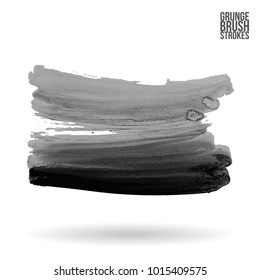 Grey brush stroke and texture. Grunge vector abstract hand - painted element. Underline and border design.