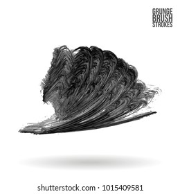 Grey brush stroke and texture. Grunge vector abstract hand - painted element. Underline and border design.
