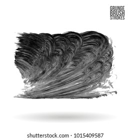 Grey brush stroke and texture. Grunge vector abstract hand - painted element. Underline and border design.