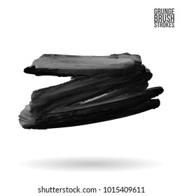 Grey brush stroke and texture. Grunge vector abstract hand - painted element. Underline and border design.