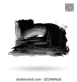 Grey brush stroke and texture. Grunge vector abstract hand - painted element. Underline and border design.