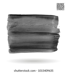 Grey brush stroke and texture. Grunge vector abstract hand - painted element. Underline and border design.