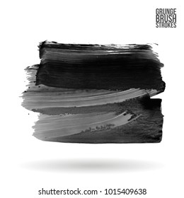 Grey brush stroke and texture. Grunge vector abstract hand - painted element. Underline and border design.