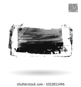 Grey brush stroke and texture. Grunge vector abstract hand - painted element. Underline and border design.