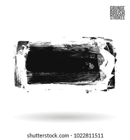 Grey brush stroke and texture. Grunge vector abstract hand - painted element. Underline and border design.