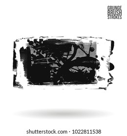 Grey brush stroke and texture. Grunge vector abstract hand - painted element. Underline and border design.