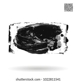 Grey brush stroke and texture. Grunge vector abstract hand - painted element. Underline and border design.