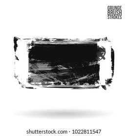Grey brush stroke and texture. Grunge vector abstract hand - painted element. Underline and border design.