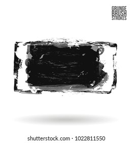 Grey brush stroke and texture. Grunge vector abstract hand - painted element. Underline and border design.