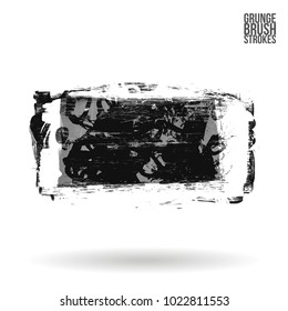 Grey brush stroke and texture. Grunge vector abstract hand - painted element. Underline and border design.