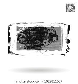 Grey brush stroke and texture. Grunge vector abstract hand - painted element. Underline and border design.