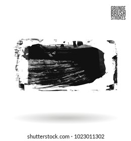 Grey brush stroke and texture. Grunge vector abstract hand - painted element. Underline and border design.