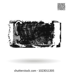 Grey brush stroke and texture. Grunge vector abstract hand - painted element. Underline and border design.