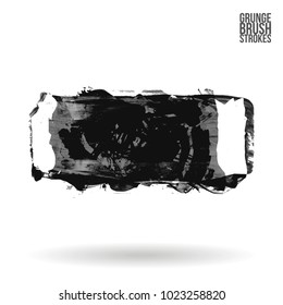 Grey brush stroke and texture. Grunge vector abstract hand - painted element. Underline and border design.