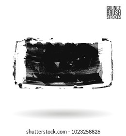 Grey brush stroke and texture. Grunge vector abstract hand - painted element. Underline and border design.