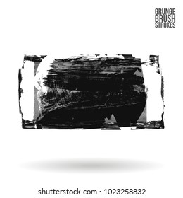 Grey brush stroke and texture. Grunge vector abstract hand - painted element. Underline and border design.