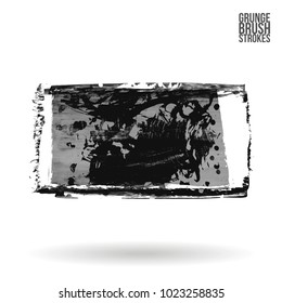 Grey brush stroke and texture. Grunge vector abstract hand - painted element. Underline and border design.