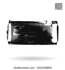 Grey brush stroke and texture. Grunge vector abstract hand - painted element. Underline and border design.