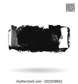 Grey brush stroke and texture. Grunge vector abstract hand - painted element. Underline and border design.